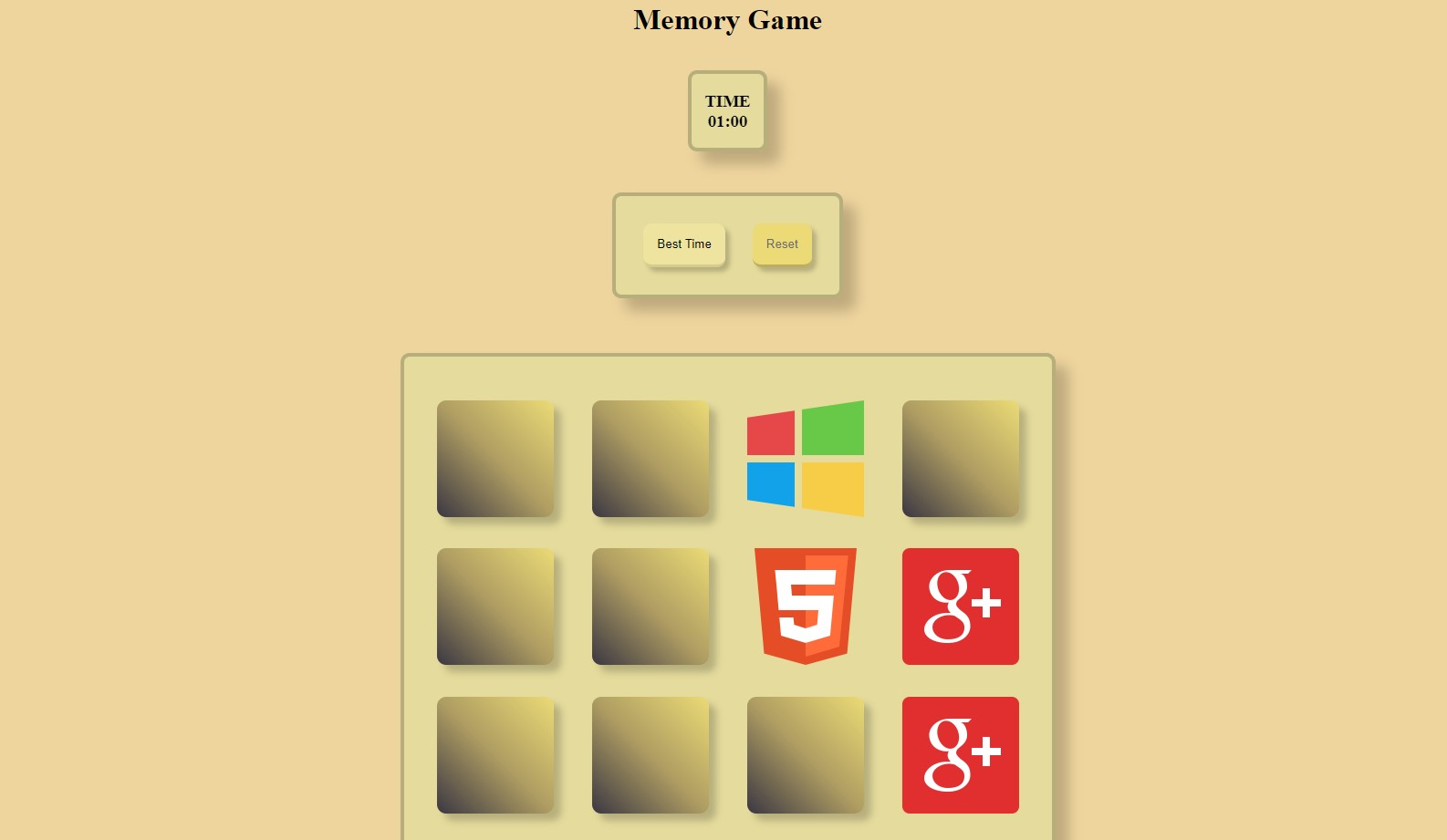 Memory Game Screenshot